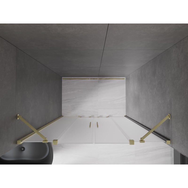Mexen Velar Duo portes de douche coulissantes 160 cm, givré, or brossé - 871-160-000-32-55