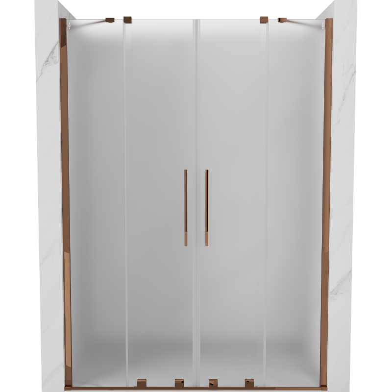 Mexen Velar Duo Schiebetür Duschabtrennung 160 cm, Mattglas, Roségold - 871-160-000-32-60