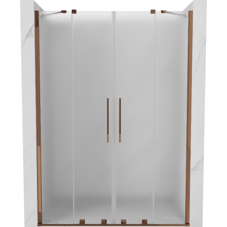Mexen Velar Duo Schiebetür Duschabtrennung 160 cm, Mattglas, Roségold - 871-160-000-32-60