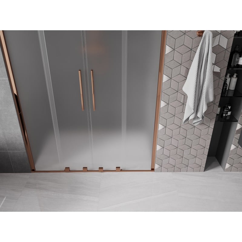 Mexen Velar Duo drzwi prysznicowe rozsuwane 140 cm, szron, różowe złoto - 871-140-000-32-60