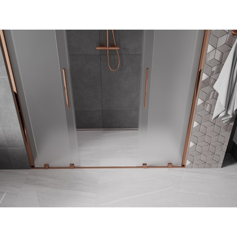 Mexen Velar Duo drzwi prysznicowe rozsuwane 200 cm, szron, różowe złoto - 871-200-000-32-60