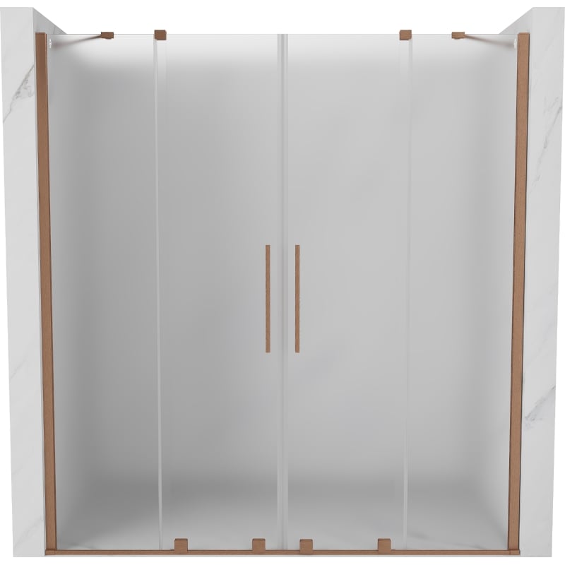 Mexen Velar Duo klizna vrata za tuš 180 cm, matirano staklo, brušeni bakar - 871-180-000-32-65