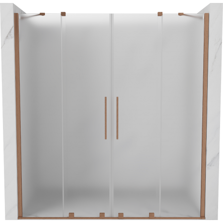 Mexen Velar Duo klizna vrata za tuš 180 cm, matirano staklo, brušeni bakar - 871-180-000-32-65
