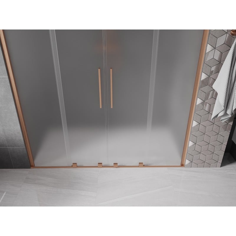 Mexen Velar Duo drzwi prysznicowe rozsuwane 180 cm, szron, miedź szczotkowana - 871-180-000-32-65
