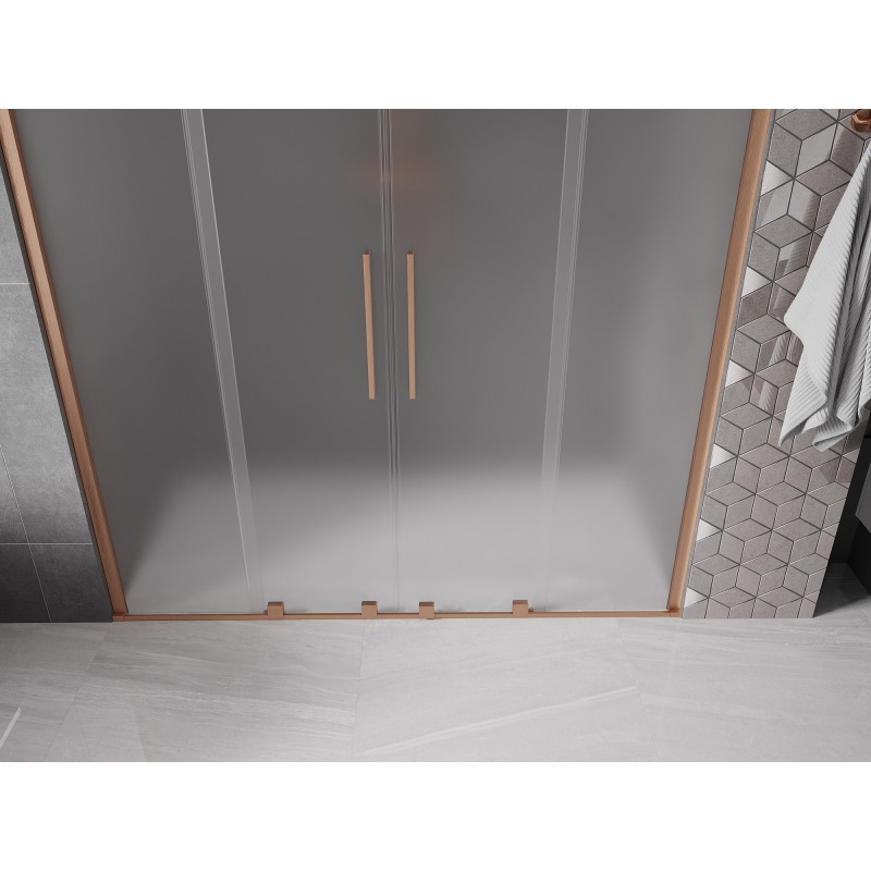 Mexen Velar Duo Sliding Shower Door 200 cm, Frosted, Brushed Copper - 871-200-000-32-65