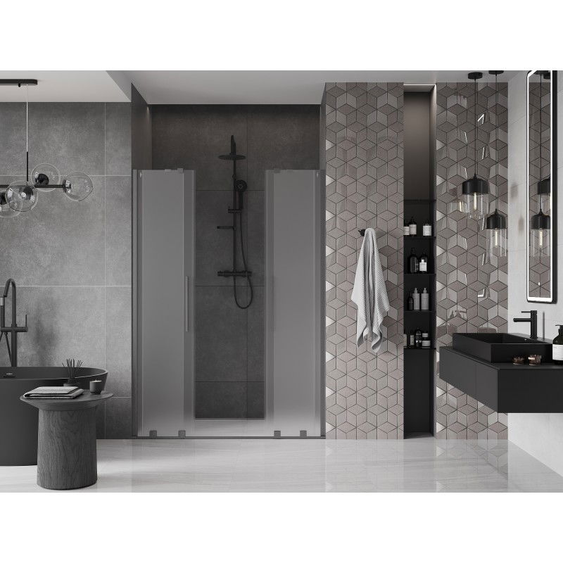 Mexen Velar Duo portes de douche coulissantes 140 cm, givré, gris canon brossé - 871-140-000-32-66