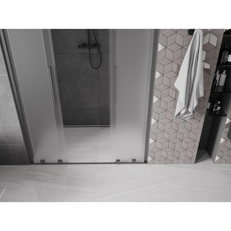 Mexen Velar Duo drzwi prysznicowe rozsuwane 150 cm, szron, gun gray szczotkowany - 871-150-000-32-66