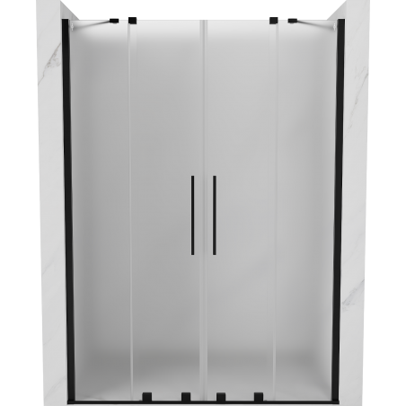 Mexen Velar Duo drzwi prysznicowe rozsuwane 140 cm, szron, czarne - 871-140-000-32-70
