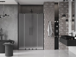 Mexen Velar Duo drzwi prysznicowe rozsuwane 140 cm, szron, czarne - 871-140-000-32-70