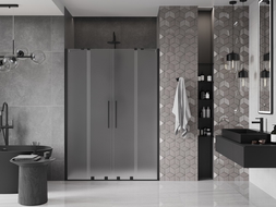 Mexen Velar Duo portes de douche coulissantes 140 cm, givre, noir - 871-140-000-32-70