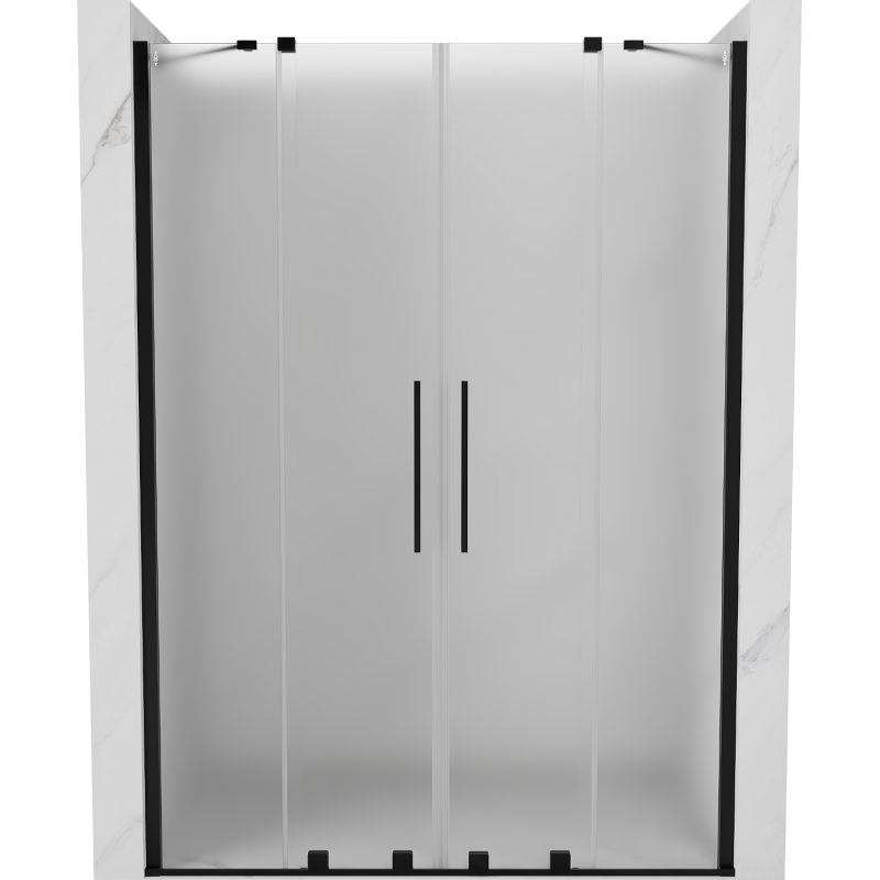 Mexen Velar Duo Schiebetür Duschwand 160 cm, Frost, Schwarz - 871-160-000-32-70