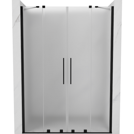 Mexen Velar Duo Schiebetür Duschwand 160 cm, Frost, Schwarz - 871-160-000-32-70