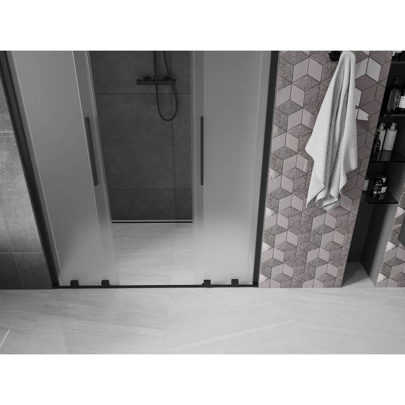 Mexen Velar Duo sliding shower door 150 cm, frost, black - 871-150-000-32-70