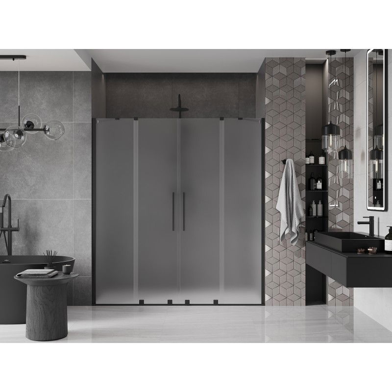 Mexen Velar Duo sliding shower door 180 cm, frosted, black - 871-180-000-32-70