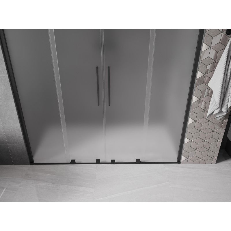 Mexen Velar Duo sliding shower doors 170 cm, frosted, black - 871-170-000-32-70