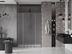 Mexen Velar Duo Schiebetür Duschwand 140 cm, matt, Gun Metal - 871-140-000-32-95