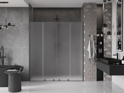 Mexen Velar Duo drzwi prysznicowe rozsuwane 200 cm, szron, gun metal - 871-200-000-32-95