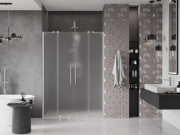 Mexen Velar Duo drzwi prysznicowe rozsuwane 140 cm, szron, nikiel szczotkowany - 871-140-000-32-97