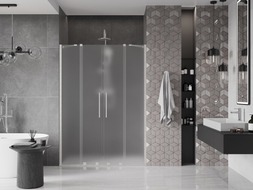 Mexen Velar Duo drzwi prysznicowe rozsuwane 150 cm, szron, nikiel szczotkowany - 871-150-000-32-97