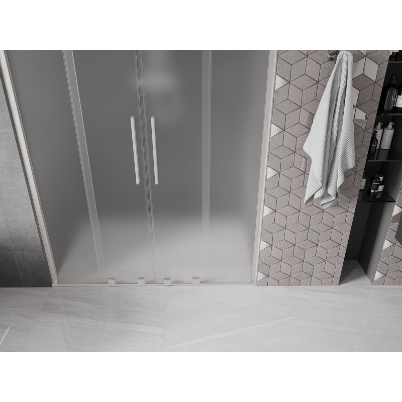 Mexen Velar Duo drzwi prysznicowe rozsuwane 150 cm, szron, nikiel szczotkowany - 871-150-000-32-97