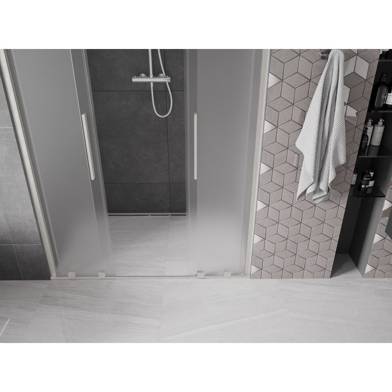Mexen Velar Duo drzwi prysznicowe rozsuwane 150 cm, szron, nikiel szczotkowany - 871-150-000-32-97