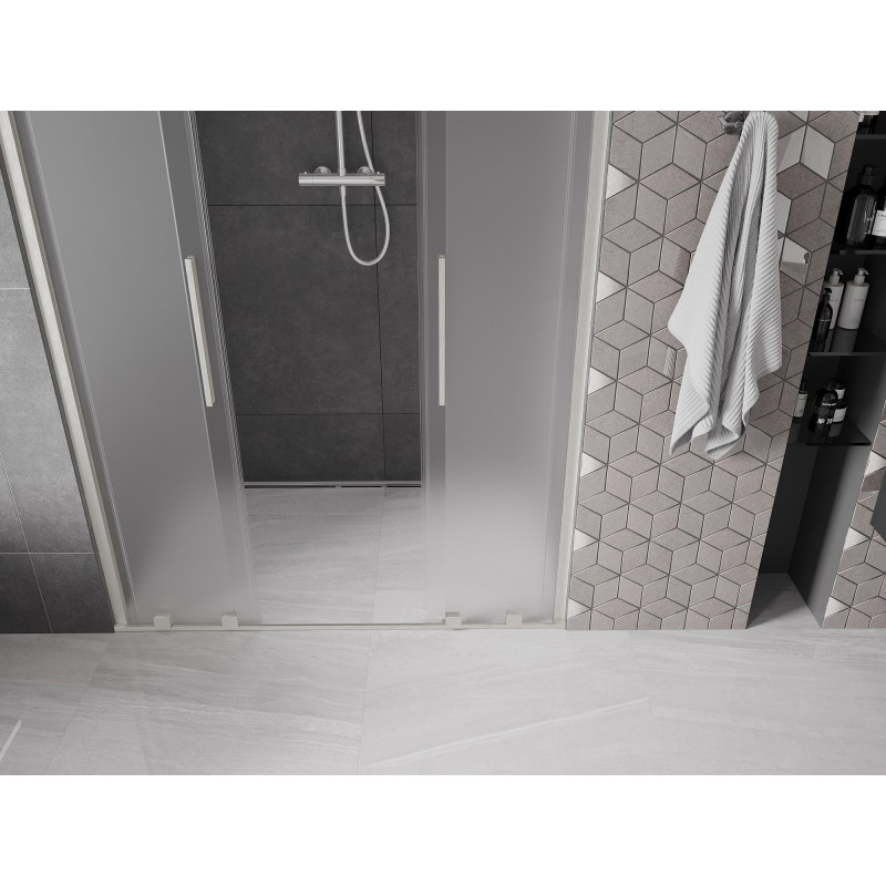 Mexen Velar Duo klizna tuš vrata 150 cm, mrazna, četkani nikal - 871-150-000-32-97