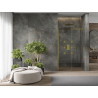 Mexen Omega puerta de ducha corredera 140 cm, transparente, dorada - 825-140-000-50-00