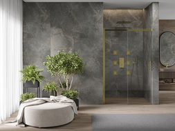 Mexen Omega Skjutdörrar för dusch 130 cm, transparent, guld - 825-130-000-50-00