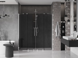 Mexen Velar Duo drzwi prysznicowe rozsuwane 200 cm, grafit, chrom - 871-200-000-42-01