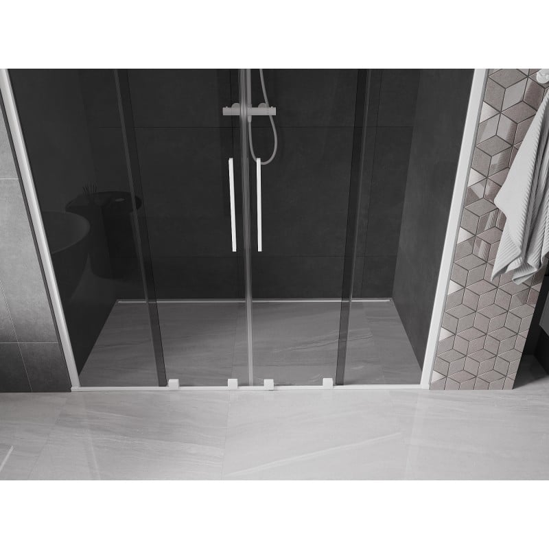 Mexen Velar Duo sliding shower doors 180 cm, graphite, white - 871-180-000-42-20