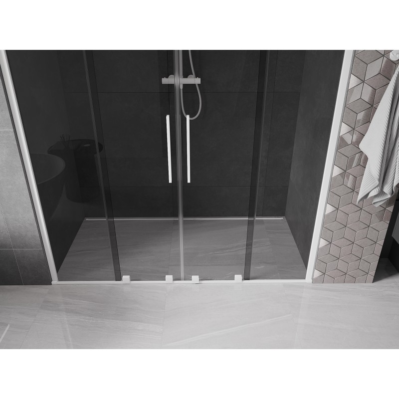 Mexen Velar Duo drzwi prysznicowe rozsuwane 200 cm, grafit, białe - 871-200-000-42-20