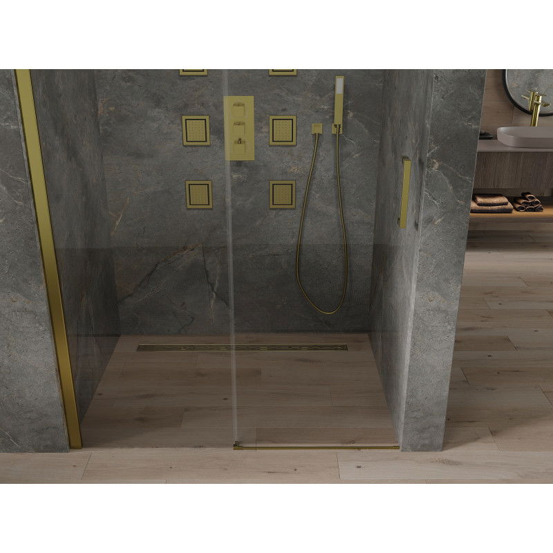Mexen Omega puertas de ducha correderas 130 cm, transparentes, doradas - 825-130-000-50-00