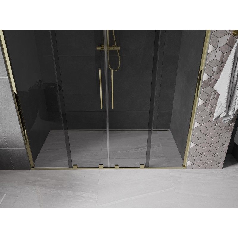 Mexen Velar Duo drzwi prysznicowe rozsuwane 170 cm, grafit, złote - 871-170-000-42-50