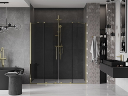 Mexen Velar Duo drzwi prysznicowe rozsuwane 180 cm, grafit, złote - 871-180-000-42-50