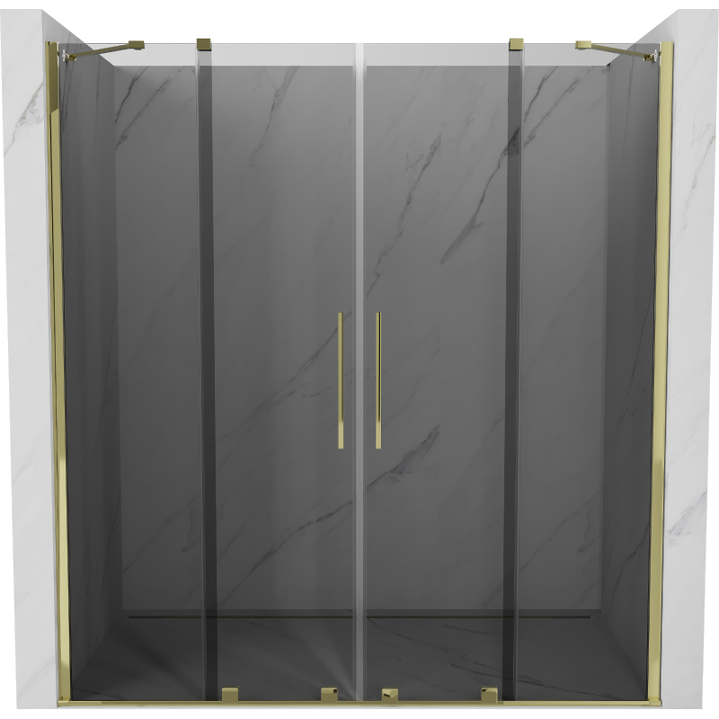 Mexen Velar Duo portas de duche deslizantes 200 cm, grafite, dourado - 871-200-000-42-50