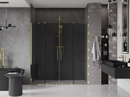 Mexen Velar Duo Schiebetüren Dusche 200 cm, Grafit, Gold - 871-200-000-42-50