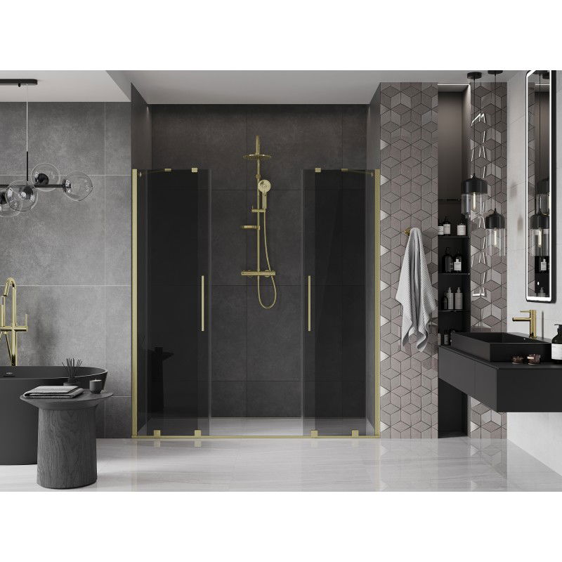 Mexen Velar Duo douchedeur schuifdeur 170 cm, grafiet, goud geborsteld - 871-170-000-42-55