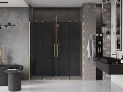 Mexen Velar Duo drzwi prysznicowe rozsuwane 170 cm, grafit, złote szczotkowane - 871-170-000-42-55
