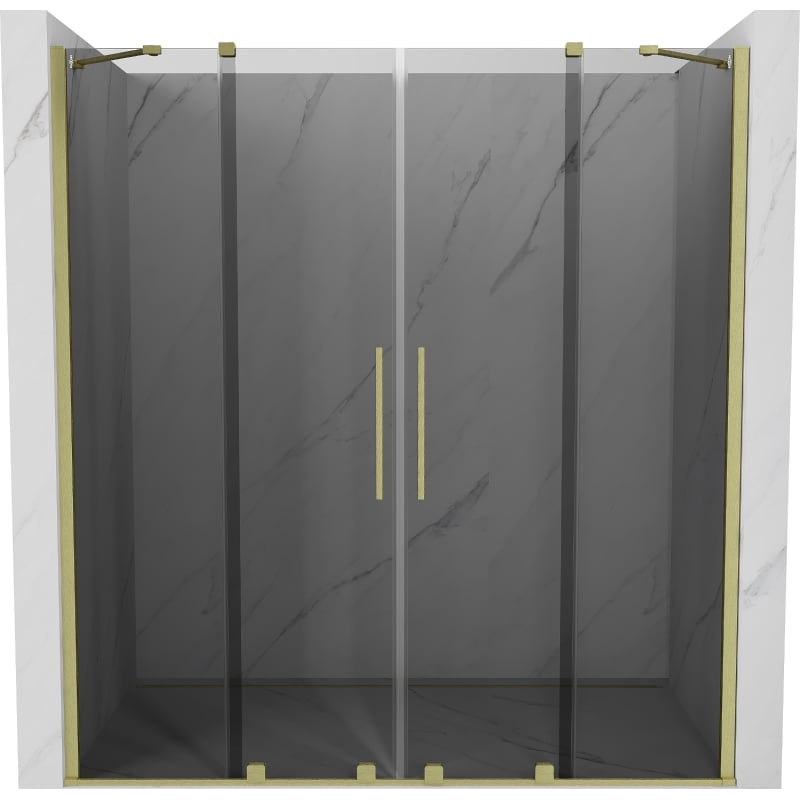 Mexen Velar Duo klizna tuš vrata 200 cm, grafitna, zlatna četkana - 871-200-000-42-55