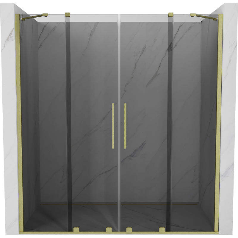 Mexen Velar Duo portas de duche deslizantes 200 cm, grafite, dourado escovado - 871-200-000-42-55