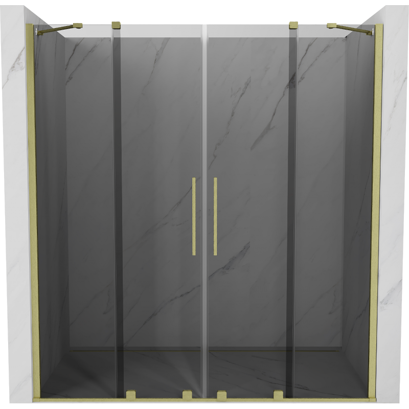 Mexen Velar Duo puertas de ducha correderas 200 cm, grafito, dorado cepillado - 871-200-000-42-55
