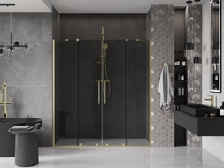 Mexen Velar Duo drzwi prysznicowe rozsuwane 200 cm, grafit, złote szczotkowane - 871-200-000-42-55