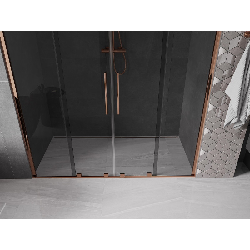 Mexen Velar Duo klizna tuš vrata 170 cm, grafitna, ružičasto zlato - 871-170-000-42-60
