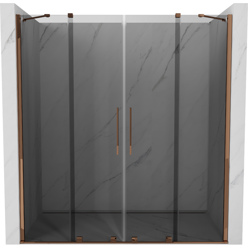 Mexen Velar Duo sliding shower door 200 cm, graphite, rose gold - 871-200-000-42-60