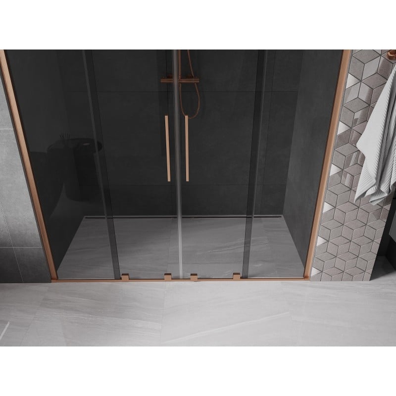 Mexen Velar Duo sliding shower doors 170 cm, graphite, brushed copper - 871-170-000-42-65