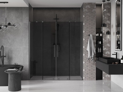 Mexen Velar Duo drzwi prysznicowe rozsuwane 180 cm, grafit, gun gray szczotkowany - 871-180-000-42-66