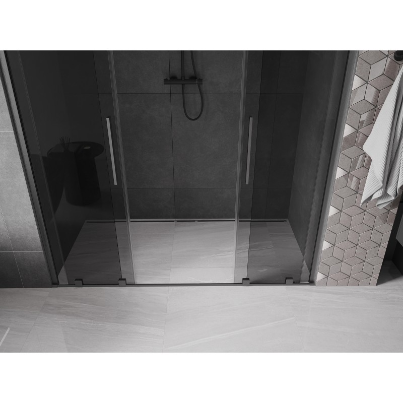 Mexen Velar Duo drzwi prysznicowe rozsuwane 200 cm, grafit, gun gray szczotkowany - 871-200-000-42-66