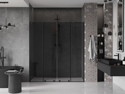 Mexen Velar Duo sliding shower door 170 cm, graphite, black - 871-170-000-42-70
