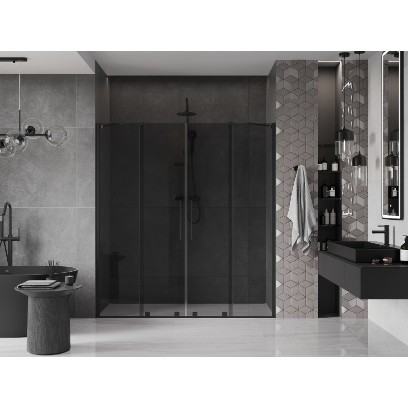 Mexen Velar Duo drzwi prysznicowe rozsuwane 180 cm, grafit, czarne - 871-180-000-42-70