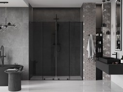 Mexen Velar Duo drzwi prysznicowe rozsuwane 200 cm, grafit, czarne - 871-200-000-42-70
